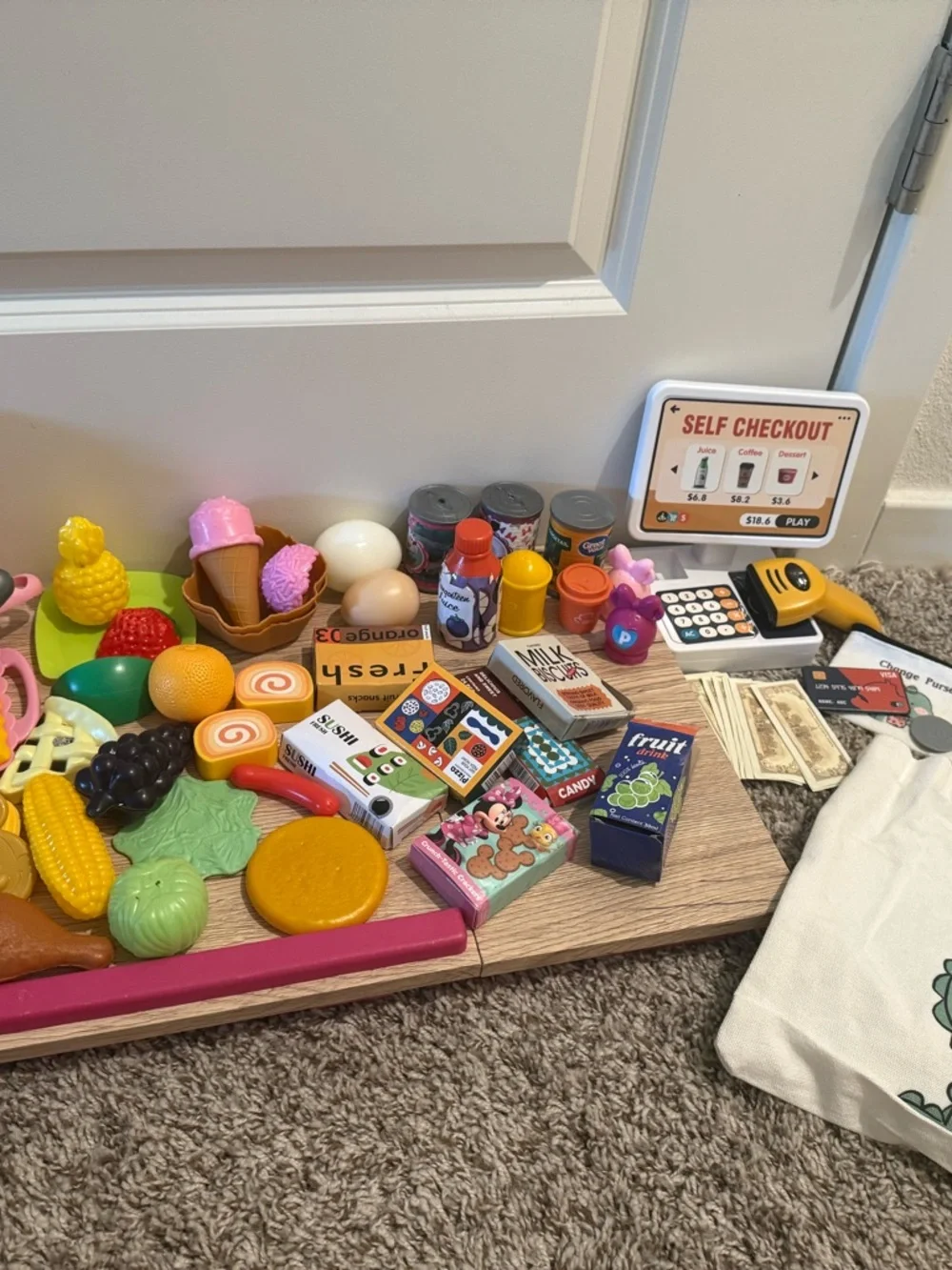 Kids pretend Play Grocery Checkout Store Set - Kids supermarket lot